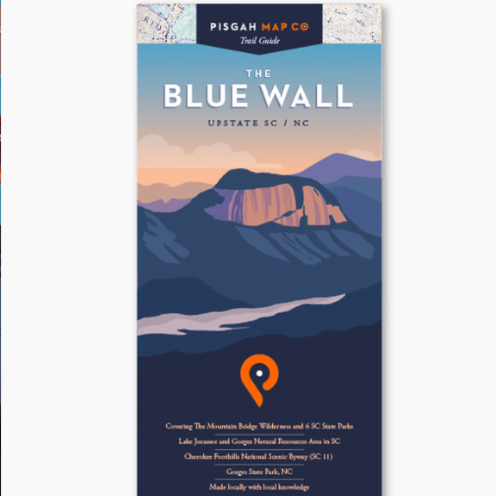 Pisgah Map Company WNC Trail Guide Blue Wall Map