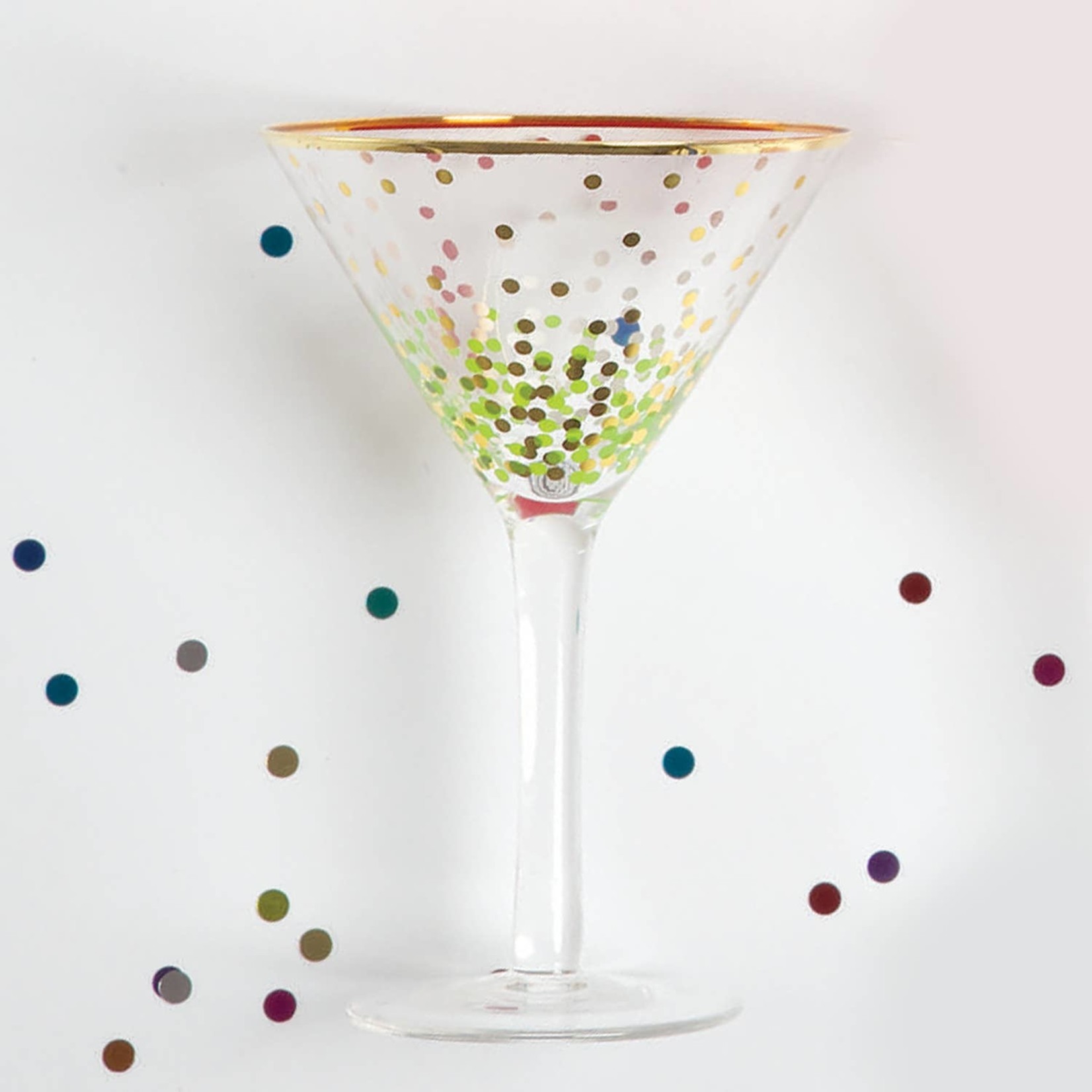 8 Oak Lane Martini Glass - Green Confetti