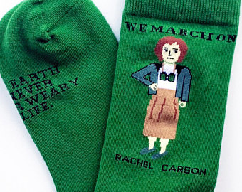 SOCKS RACHEL CARSON GREEN CREW MEDIUM