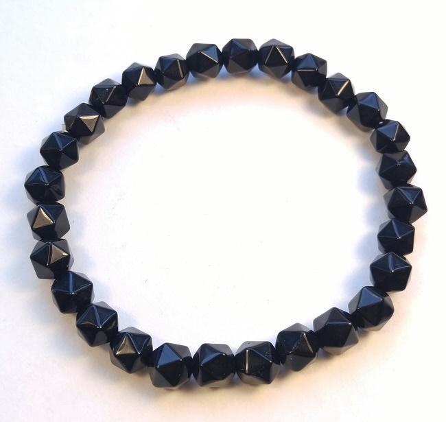 BRACELET - BLACK TOURMALINE ICOSAHEDRON 8 MM