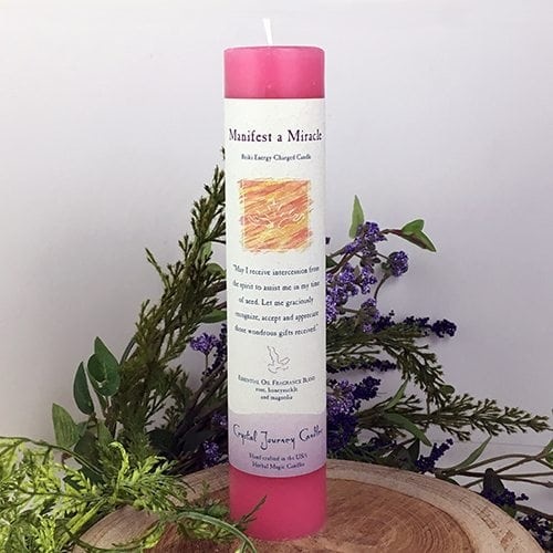 PILLAR CANDLE - REIKI MANIFEST A MIRACLE