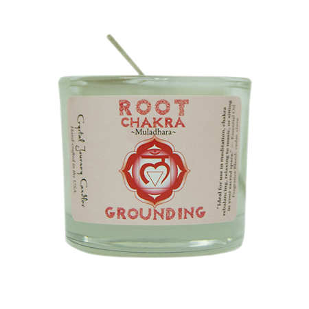 VOTIVE CANDLE IN GLASS -CHAKRA ROOT