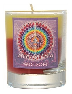 VOTIVE CANDLE IN GLASS -  MEDITATION WISDOM