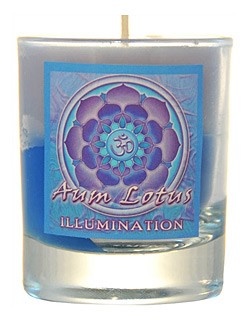 VOTIVE CANDLE IN GLASS -  AUM LOTUS ILLUMINATION