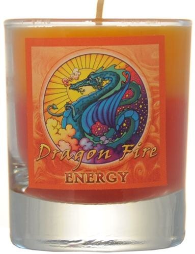 VOTIVE CANDLE IN GLASS - DRAGON FIRE ENERGY