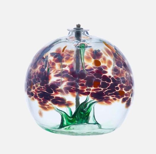 GLASS OIL LAMP BLOSSOM, 3" BEST WISHES