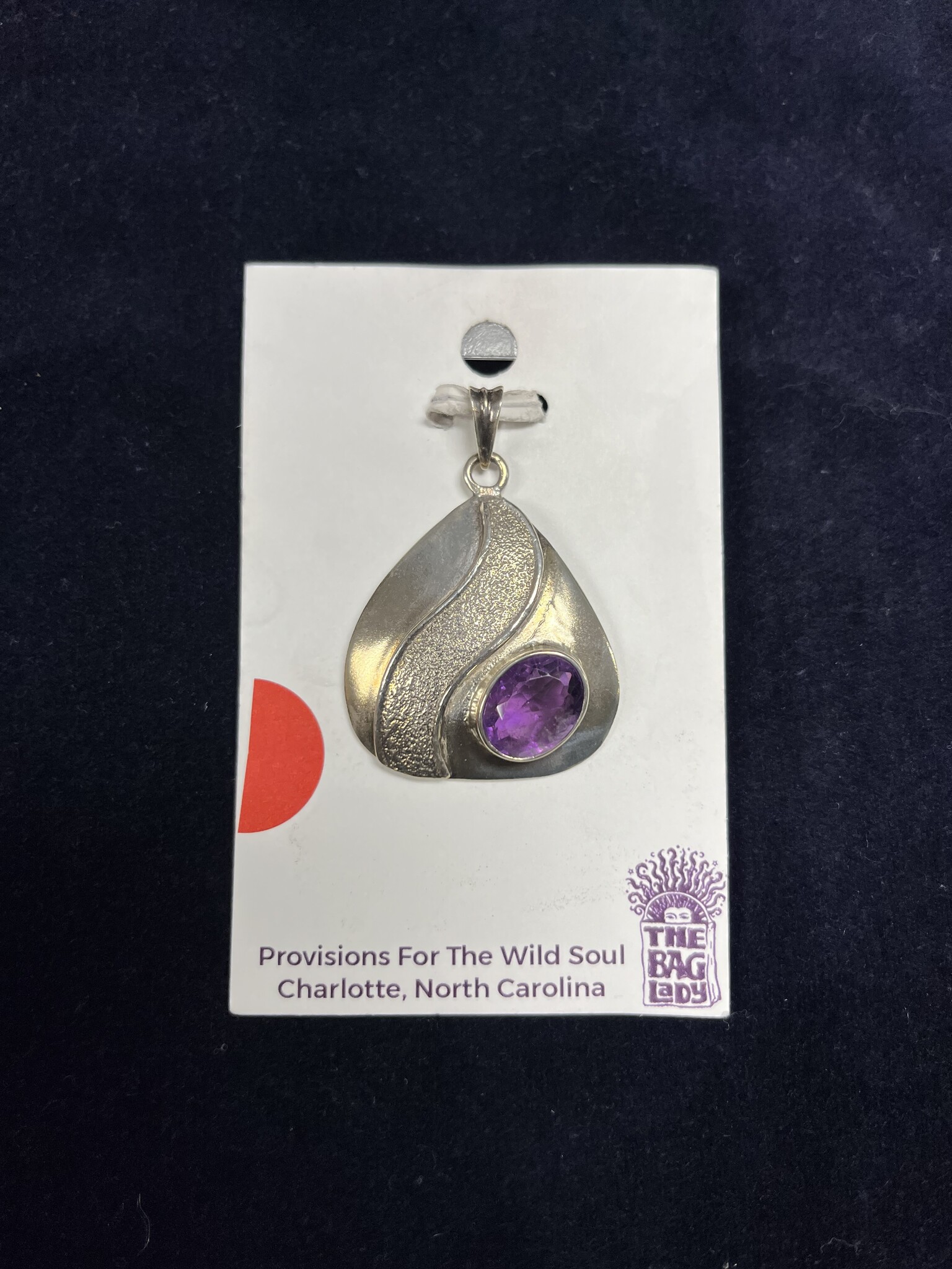 PENDANT SILVER W/AMETHYST STONE TRIANGLE SHAPE