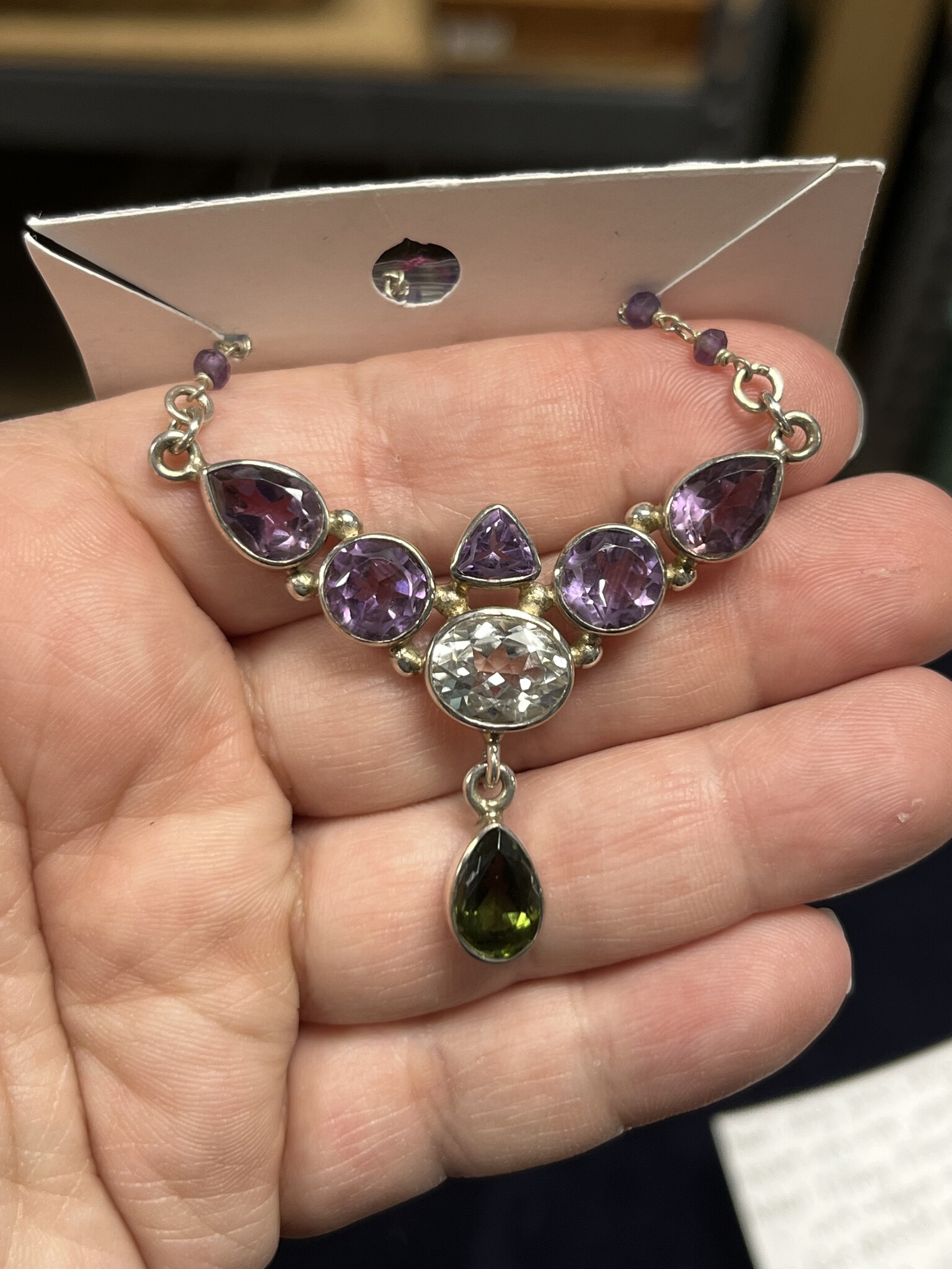 NECKLACE STER AMETHYST / BLUE TOPAZ / MOLDAVITE