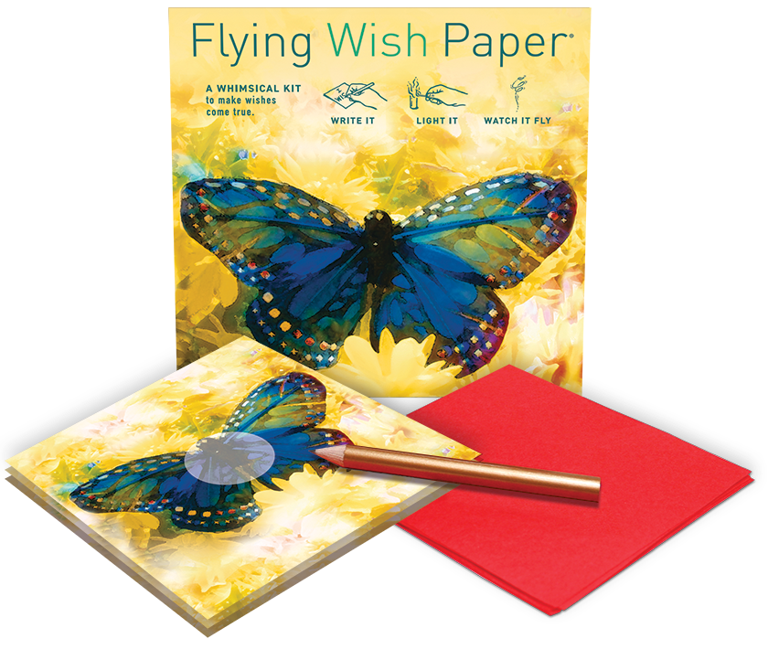 FLYING WISH PAPER MINI KIT W/ 15 WISHES & ACCESSORIES, ROYAL BUTTERFLY