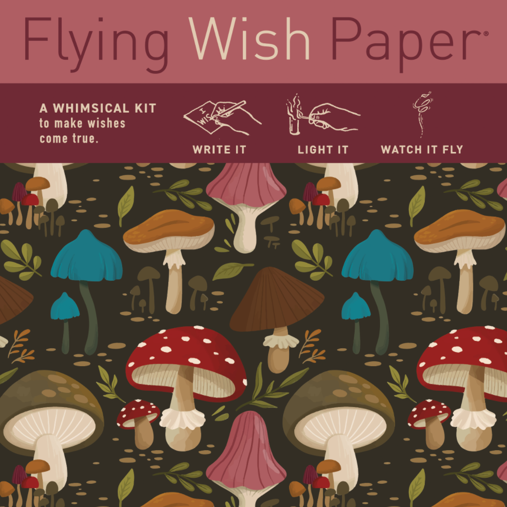 FLYING WISH PAPER MINI KIT W/ 15 WISHES & ACCESSORIES, MUSHROOMS