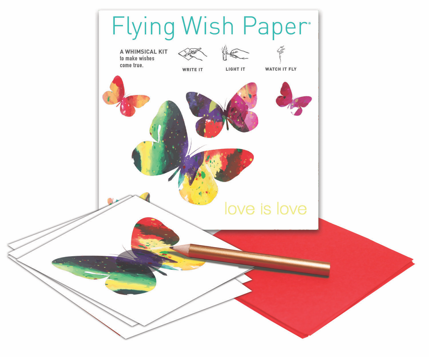 FLYING WISH PAPER MINI KIT W/ 15 WISHES & ACCESSORIES, LOVE IS LOVE