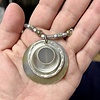 NECKLACE METAL CIRCLES /SHELL BEAD STRAND - GRAY