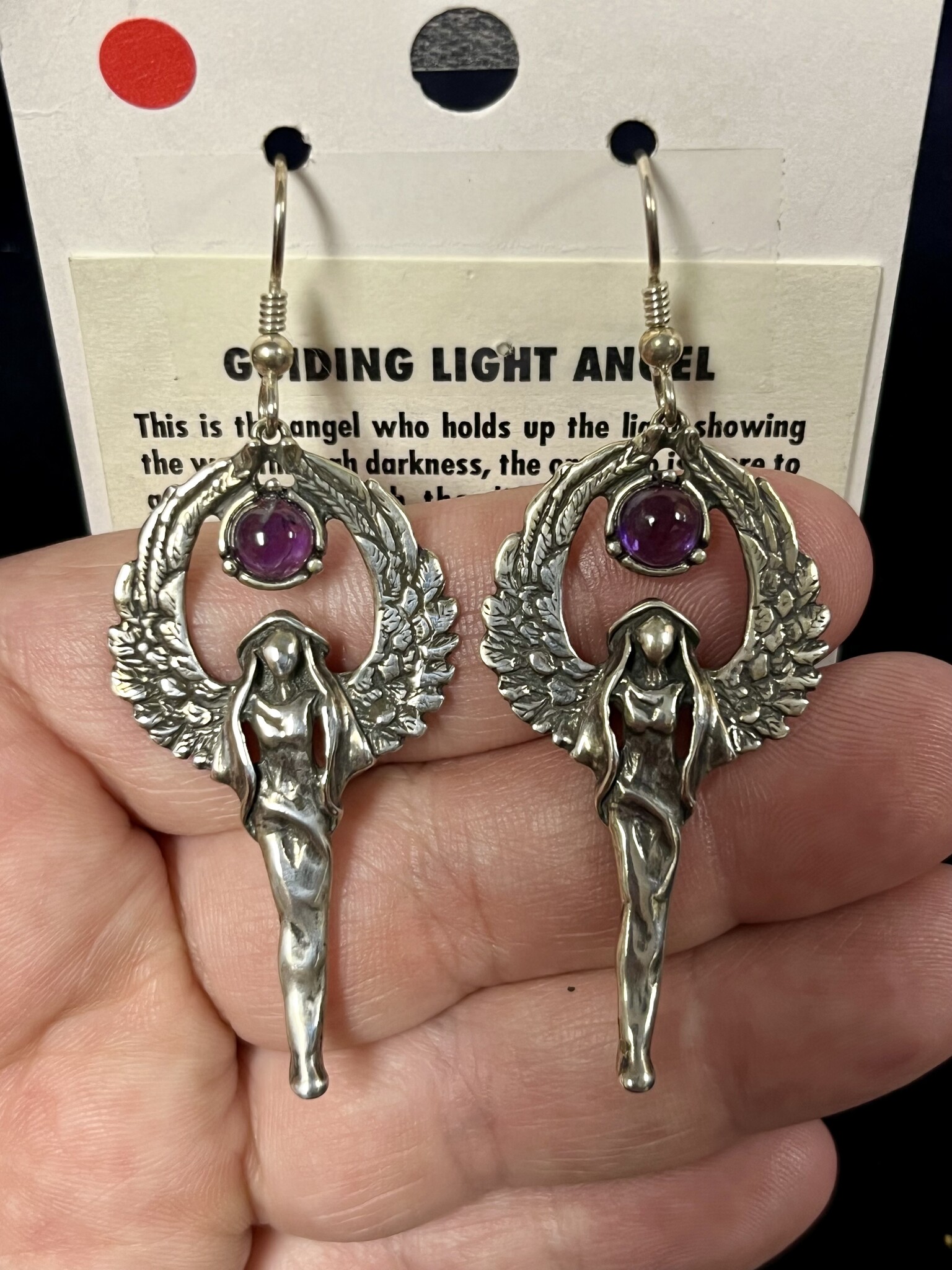 EARRINGS GUIDING LIGHT ANGEL W/AMETHYST