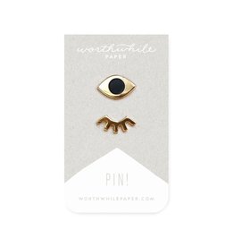 Enamel Pin 2-pc Set "Winky Eyes" - Worthwhile Paper