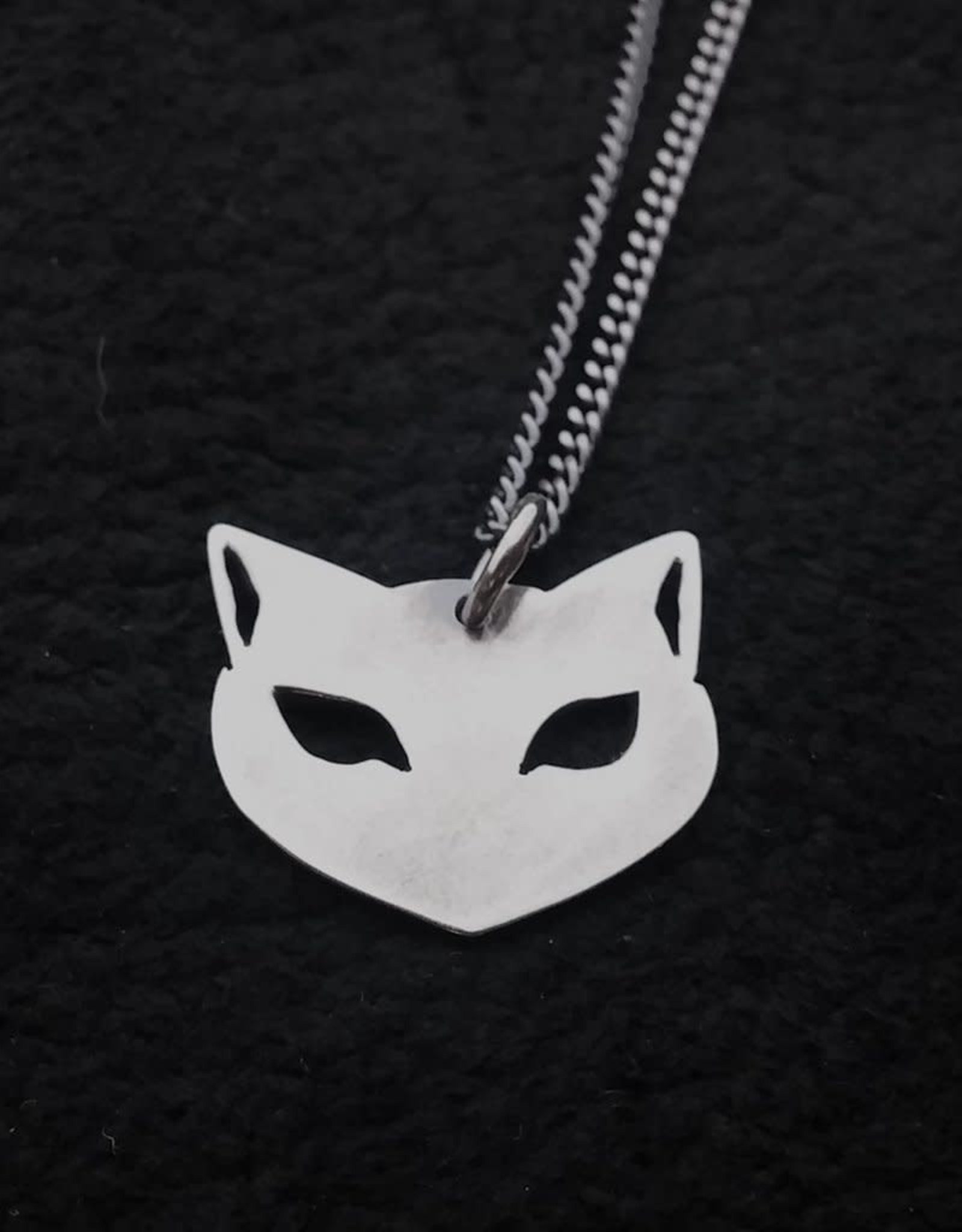 Le Chat Cat Face Necklace, Oxidized Sterling - Missy Industry