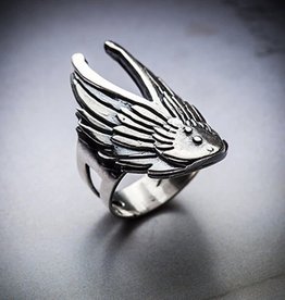 Angel Wing Ring, Oxidized Sterling - Missy Industry