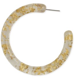 Gold Foil & Clear Acetate Resin Hoop Earrings