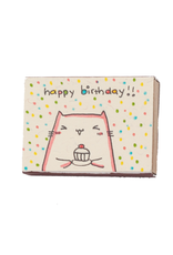 Matchbox Card Birthday Make a Wish Cupcake Cat
