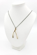 Redux Wishbone Necklace, Antiqued Brass (chain sold separately)