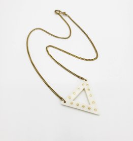 Amsha Bone Triangle  with Brass Inlay Dots Necklace by Amsha