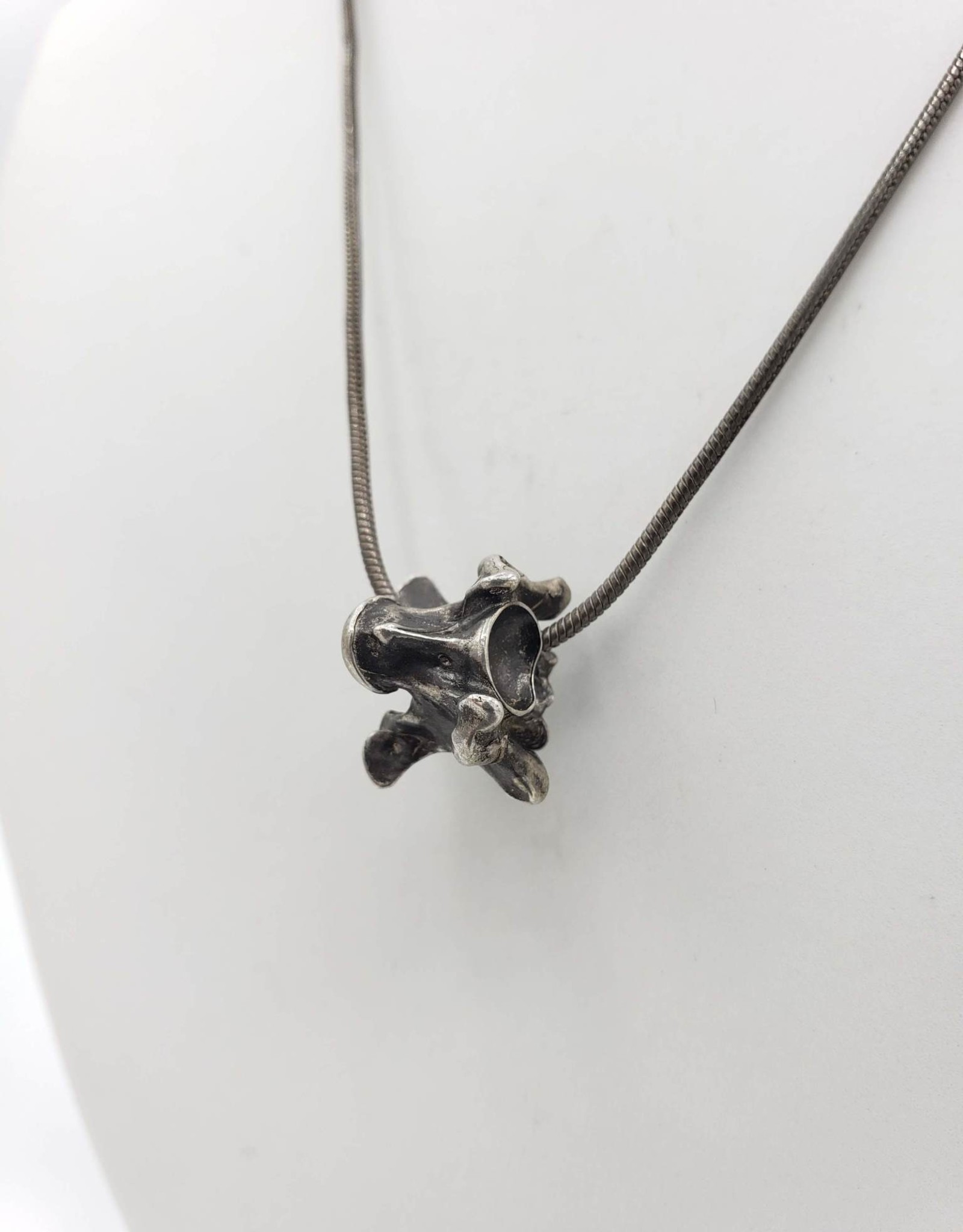 Redux Snake vertebra cast in Sterling Silver, brushed and oxidized