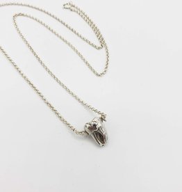 Redux Single Tooth Sterling Silver Necklace - double joined root, high polish sterling chain