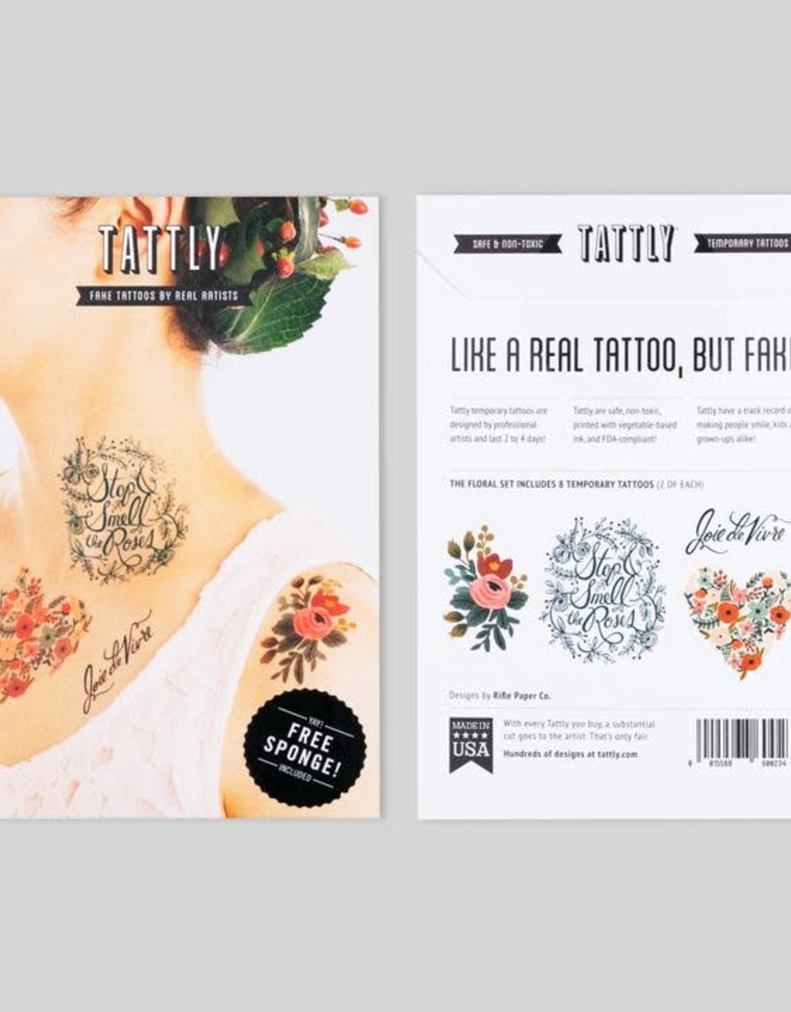 Tattly Floral Set by Rifle Paper Co. - Tattly Temporary Tattoo Pack