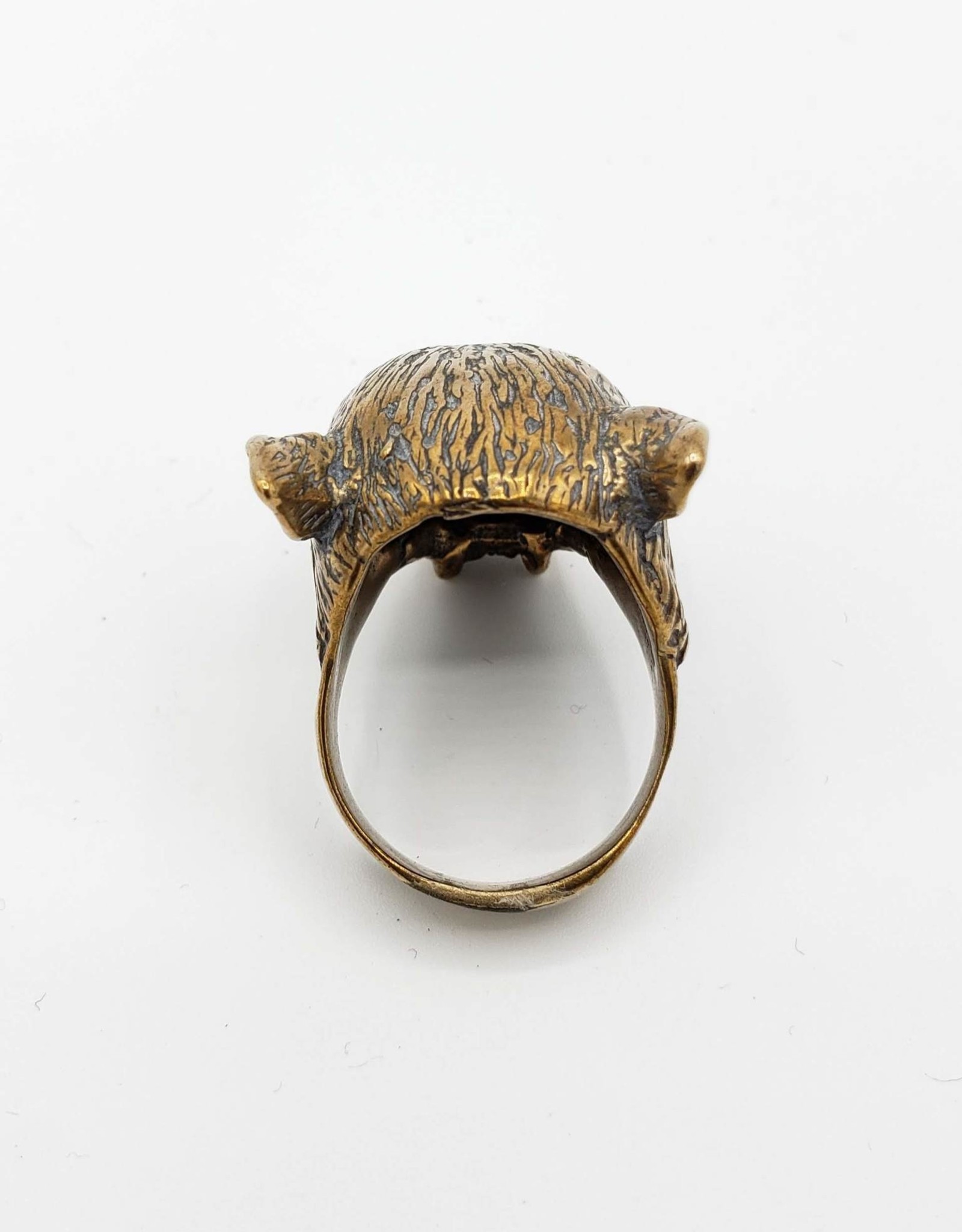 LAS Collective Cheetah Head Ring -  Sz. 9.5 Yellow Bronze, Polished
