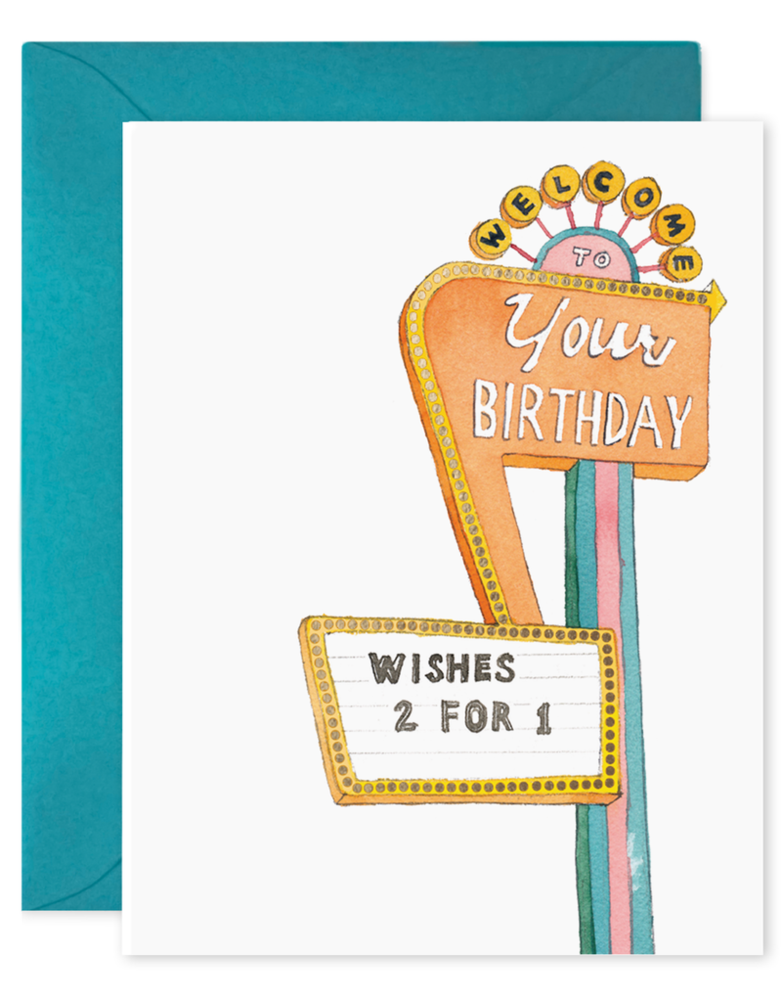 "Wishes 2 for 1" Birthday Greeting Card - E. Frances Paper