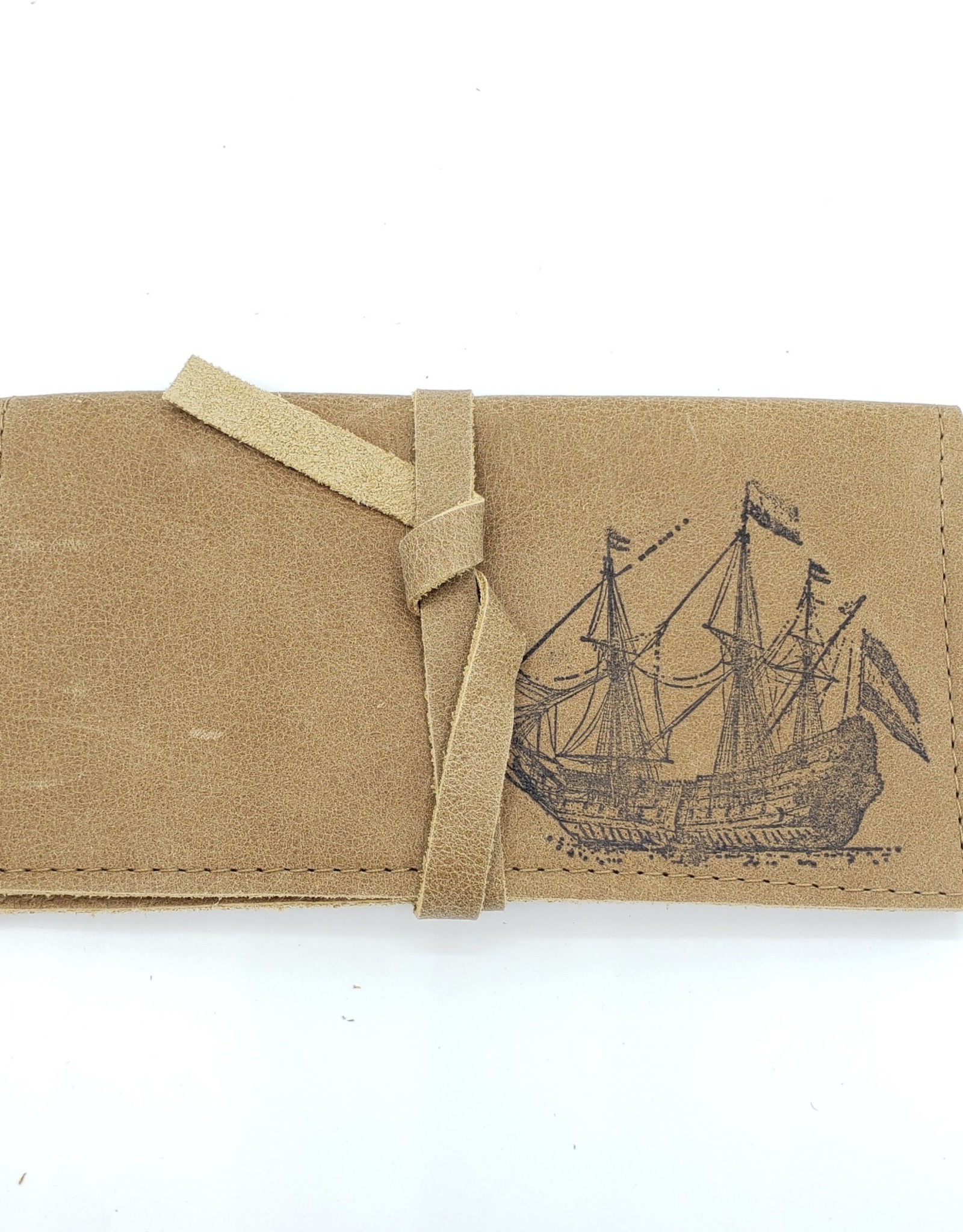 In Blue Handmade Pirate Ship - Leather Pocketbook Wallet