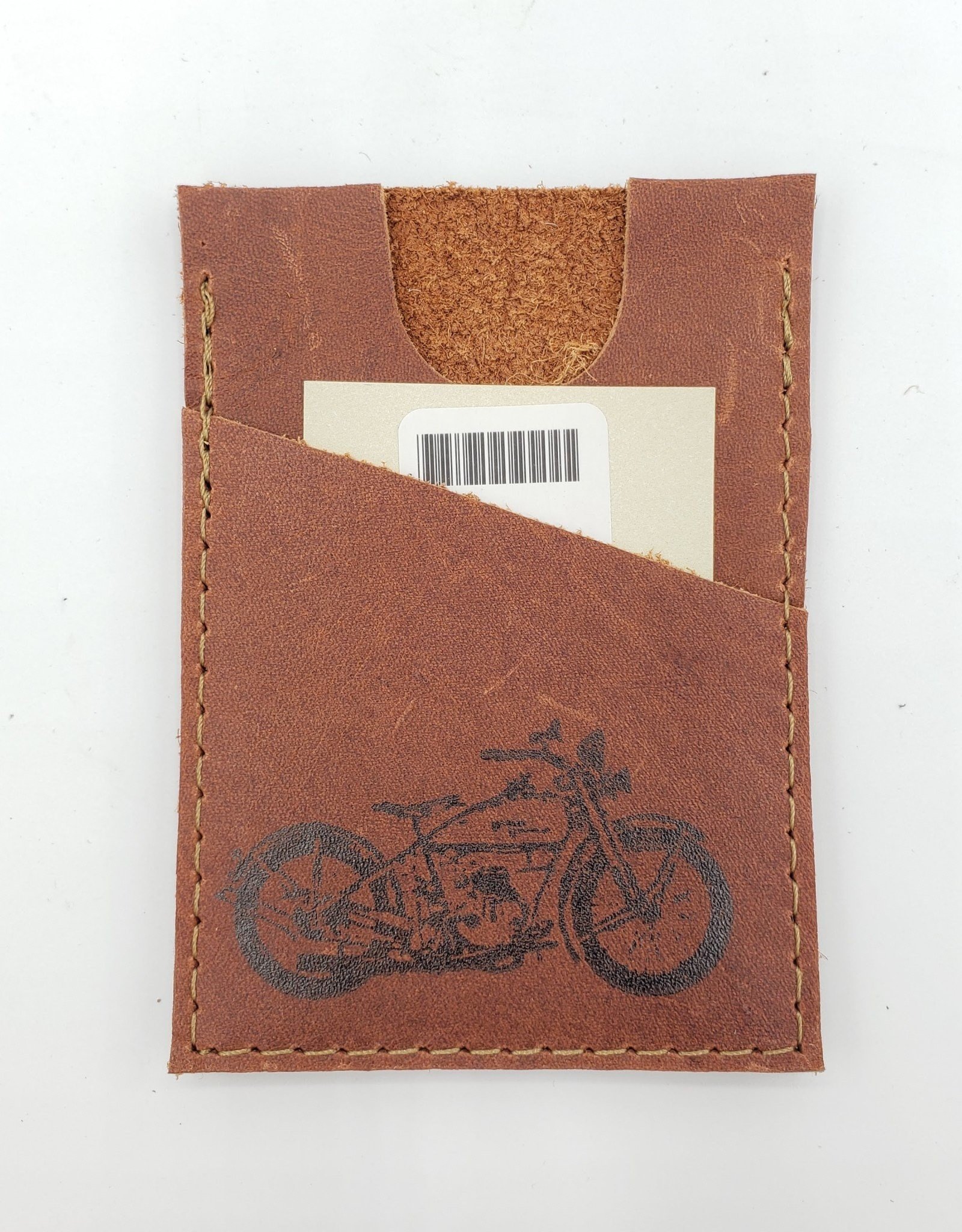 In Blue Handmade Motorcycle - Train Ticket & Card Leather Wallet