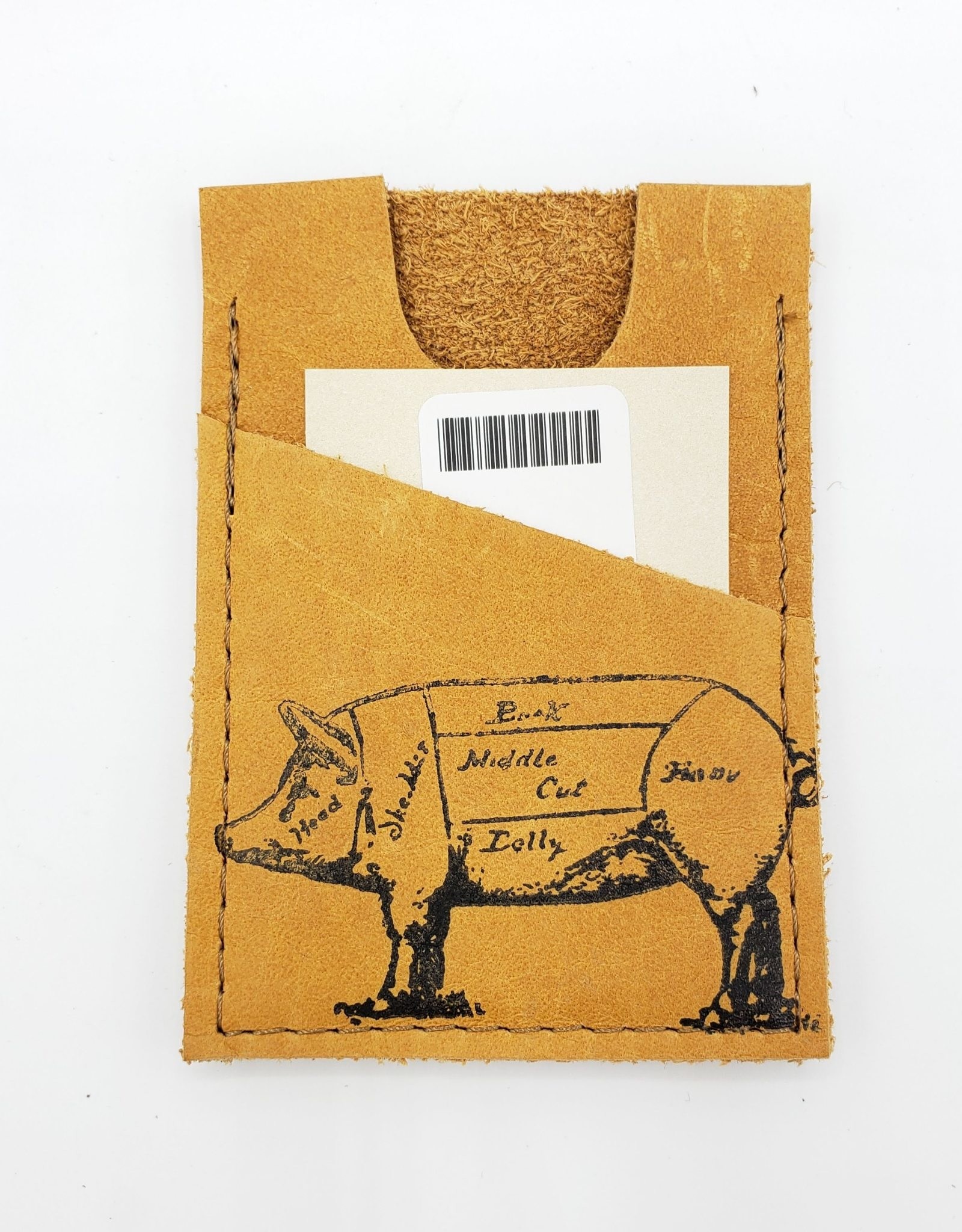 In Blue Handmade Pig - Train Ticket & Card Leather Wallet
