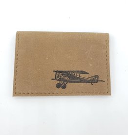 In Blue Handmade Airplane - Leather Fold Over Card Wallet