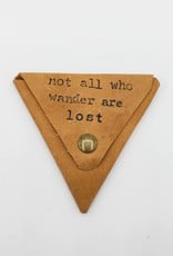 In Blue Handmade "Not All Who Wander" - Triangle Leather Coin Pouch
