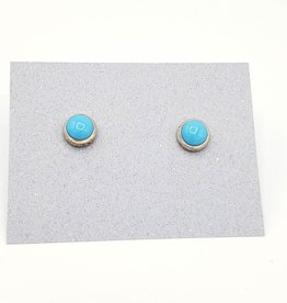 Turquoise Bezel Post Earrings, Medium