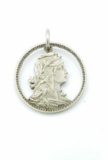 Lazy Cat Cut Coins Hand-cut Coin Pendant - Portugal- young woman