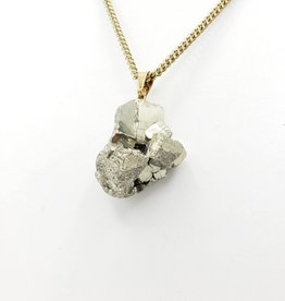 Pyrite Chunk Necklace, Brass Chain