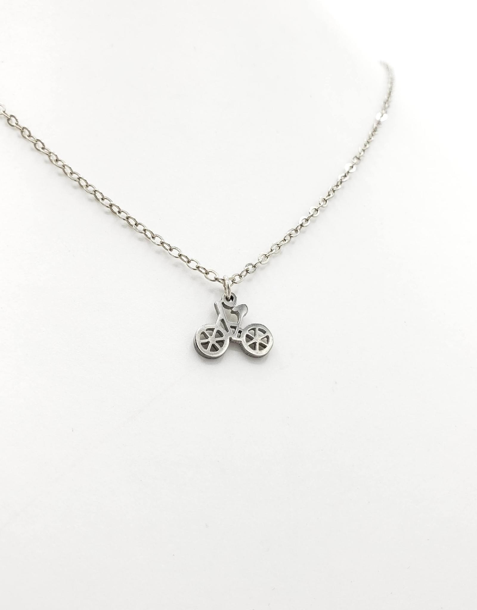 Bicycle Necklace - silver plated