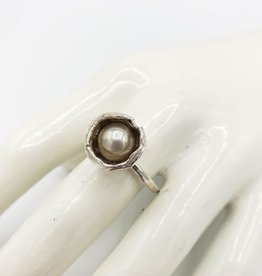Water Cast Pearl Ring, Sterling Silver