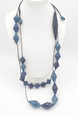 Sylca Designs Black & Navy Diamond Beads on Cord Necklace