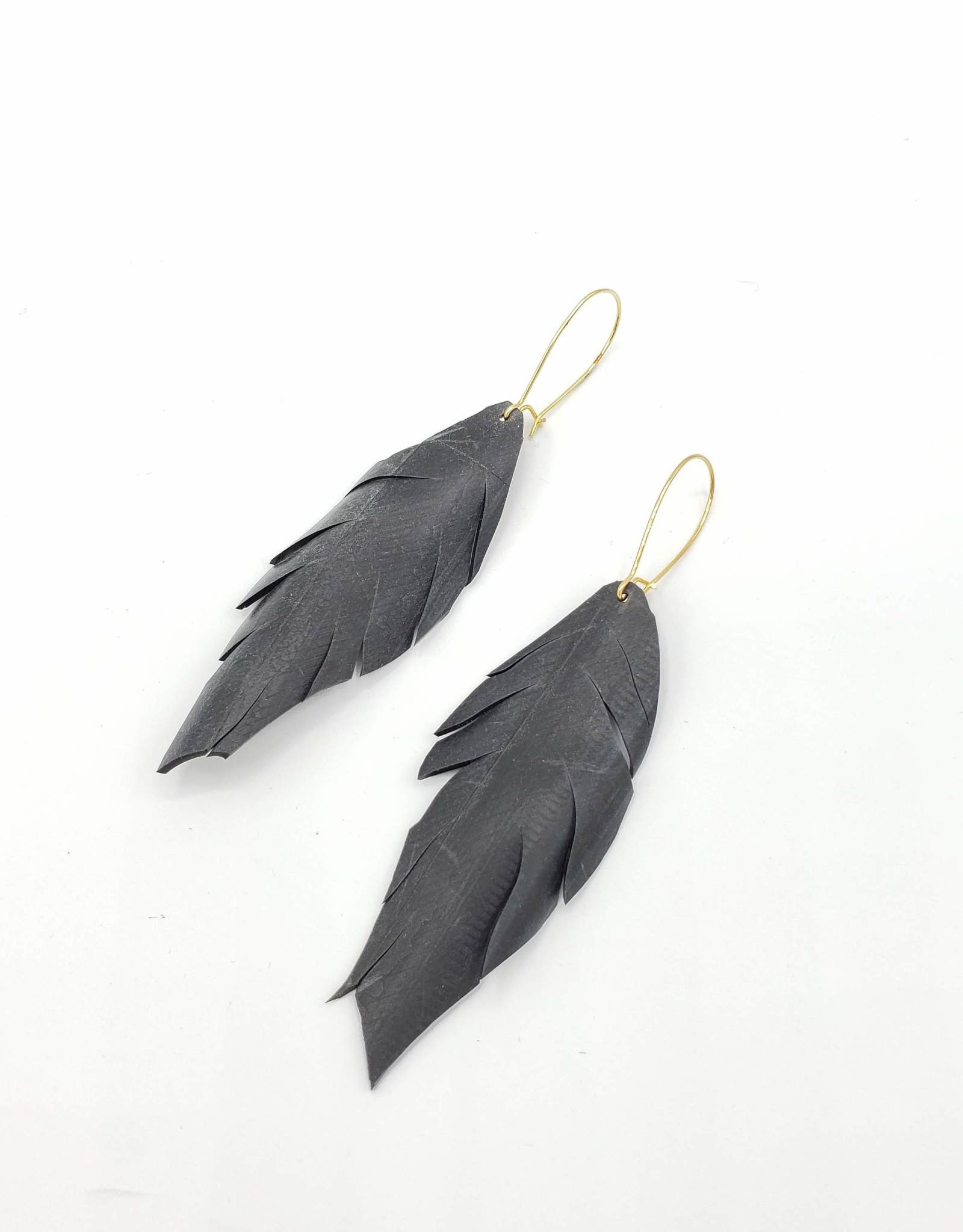 Redux Recycled Bike Tire Feather Earrings
