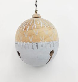 Carved Painted Wood Jingle Bell Ornament