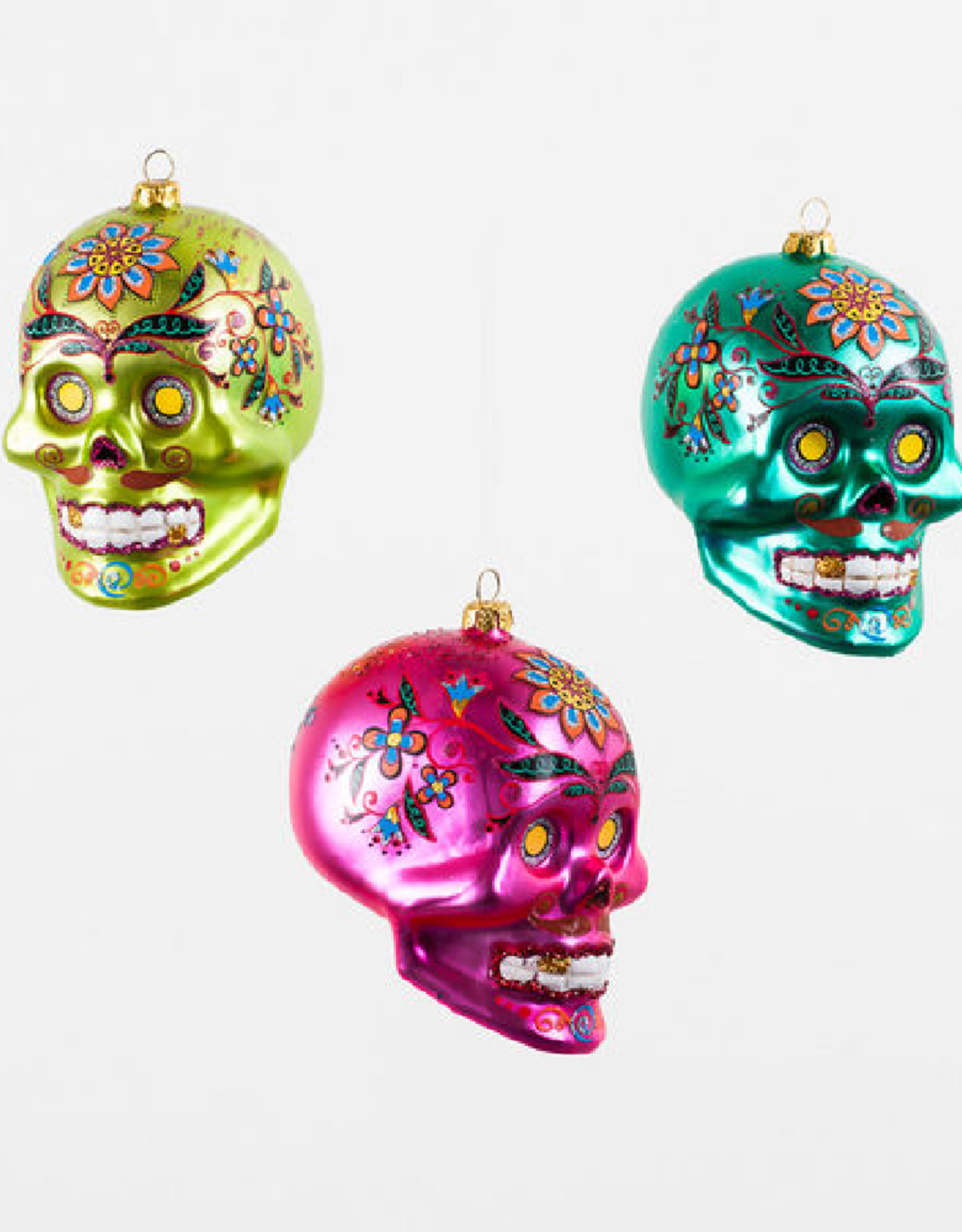 Glass El Muerto Skull Head Ornament