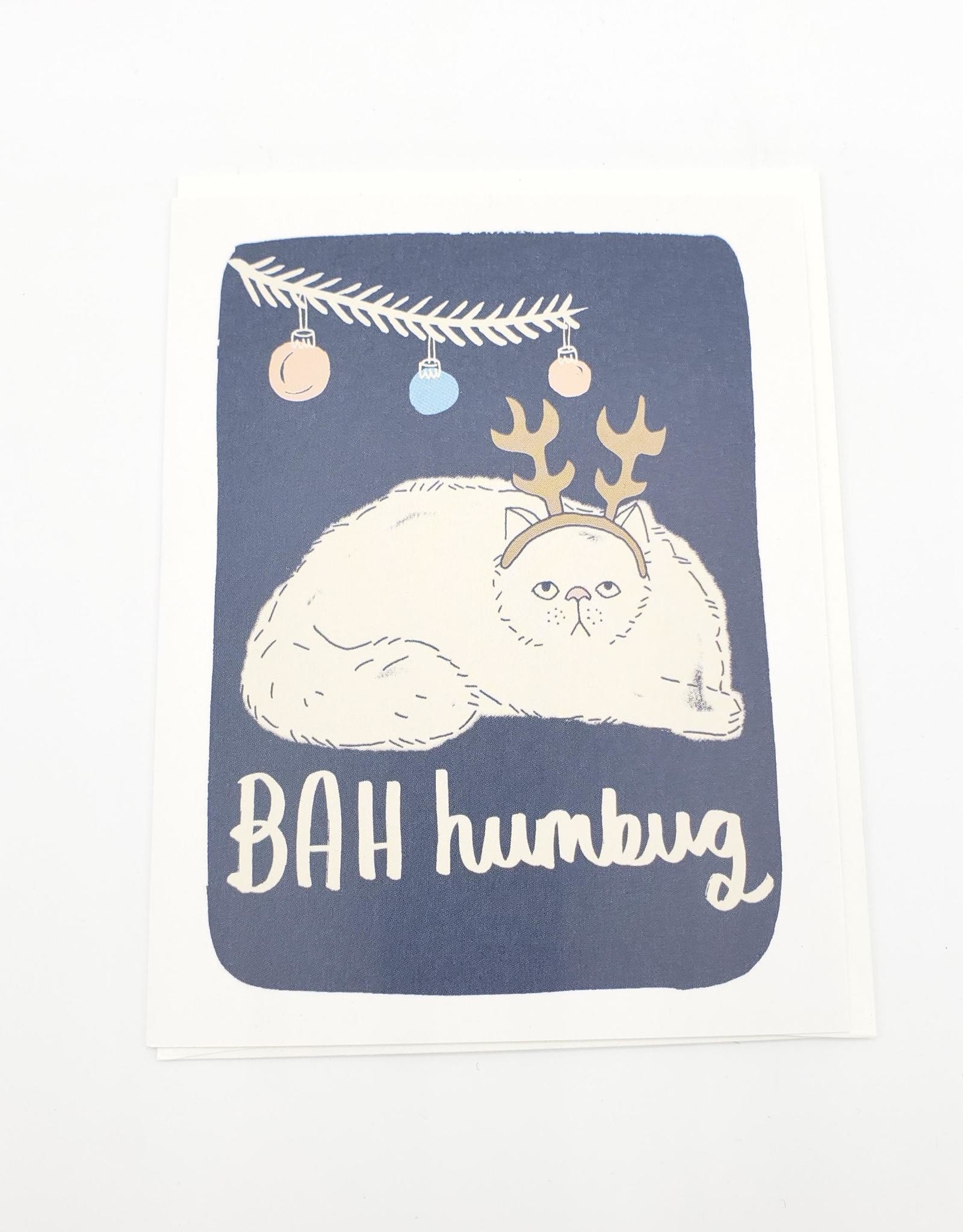 Badgebomb Bah Humbug Cat Holiday Greeting Card -Badge Bomb