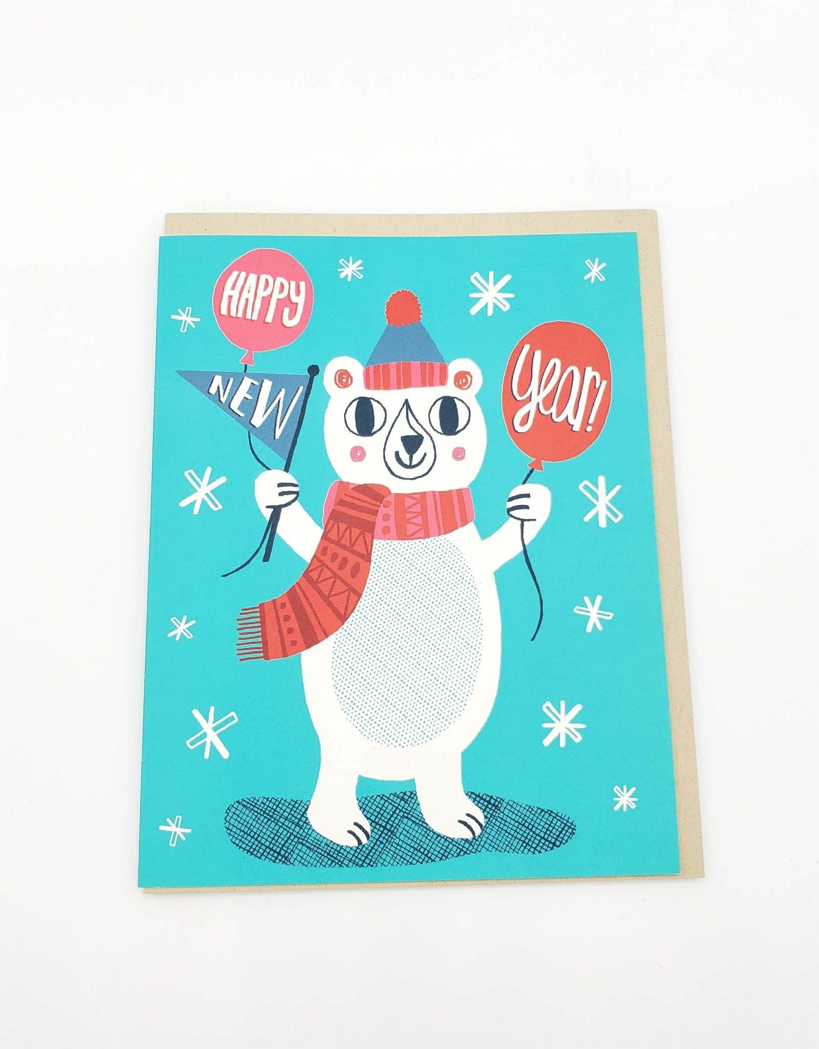Allison Cole Happy New Year Bear Holiday Greeting Card - Allison Cole