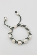 White Freshwater Pearl Bracelet w/Silk Cord