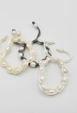 White Freshwater Pearl Bracelet w/Silk Cord