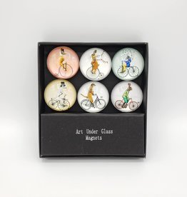 Animals on Bicycles Glass Magnet Set of 6