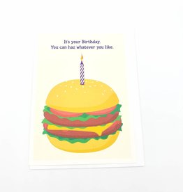 Seltzer Can Haz Cheeseburger Birthday Greeting Card - Seltzer