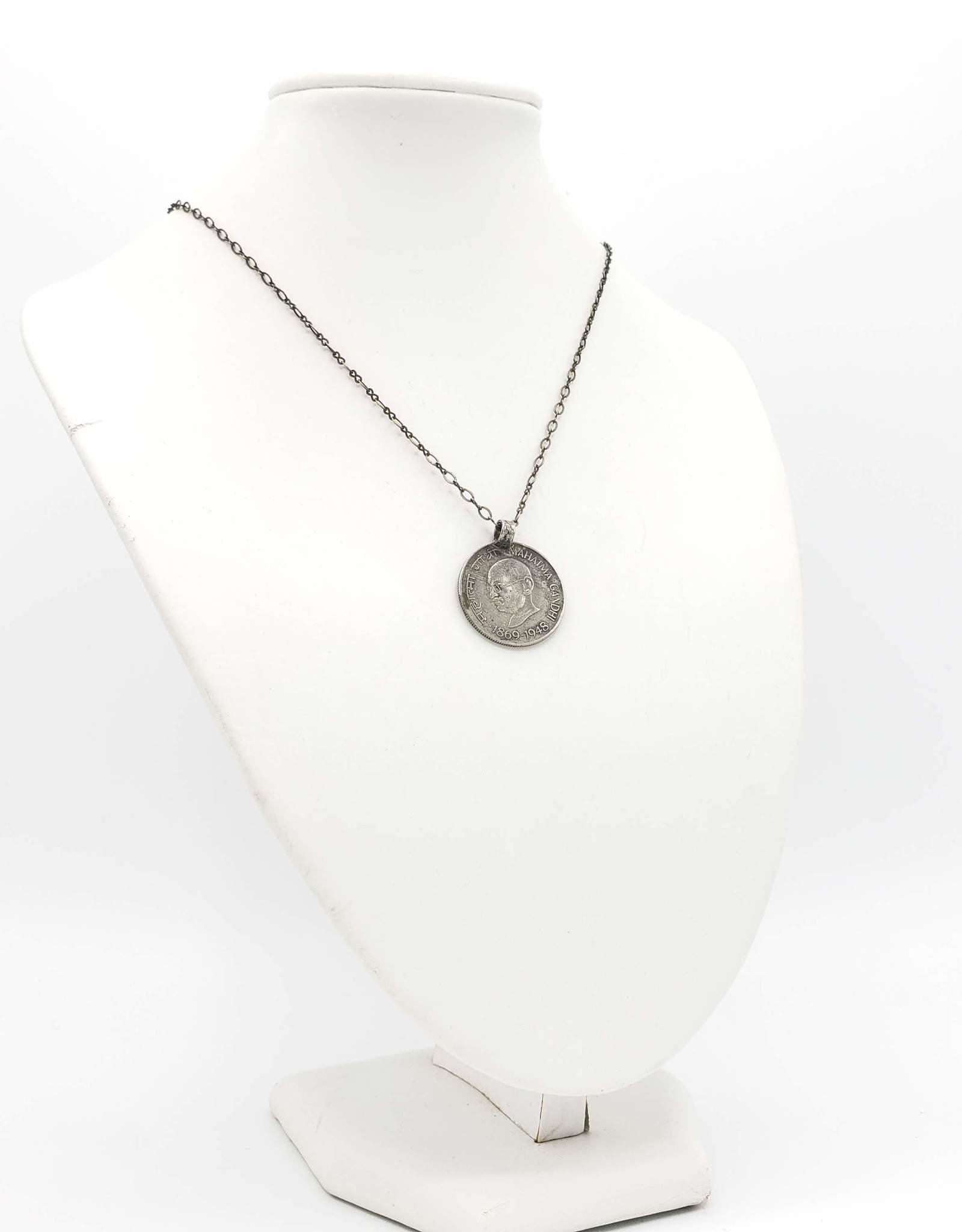 Redux Ghandi Indian Coin Necklace